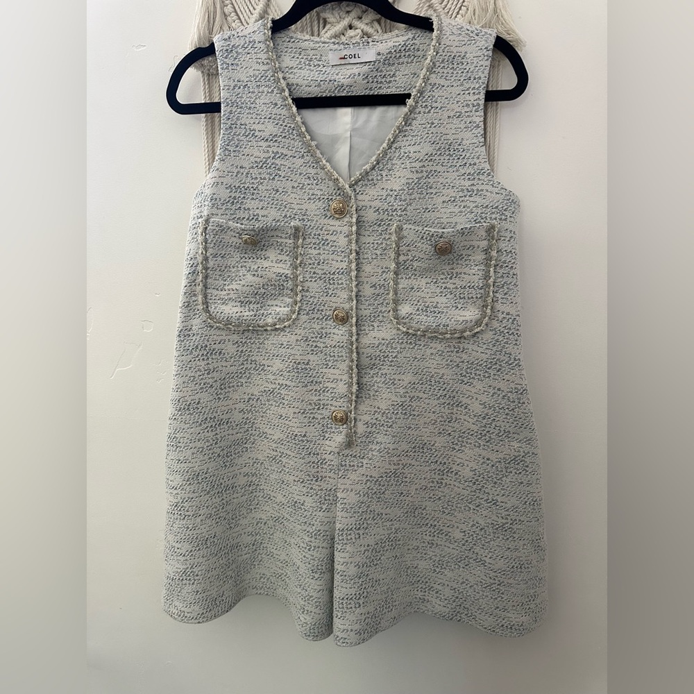 Coel | Sleeveless Tweed shorts romper with Pockets